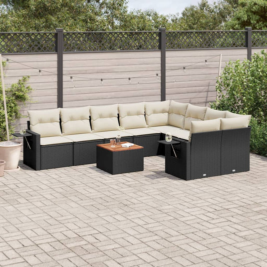 10-delige Loungeset met kussens poly rattan zwart is nu te koop bij PeponiXL, paradijselijk wonen!