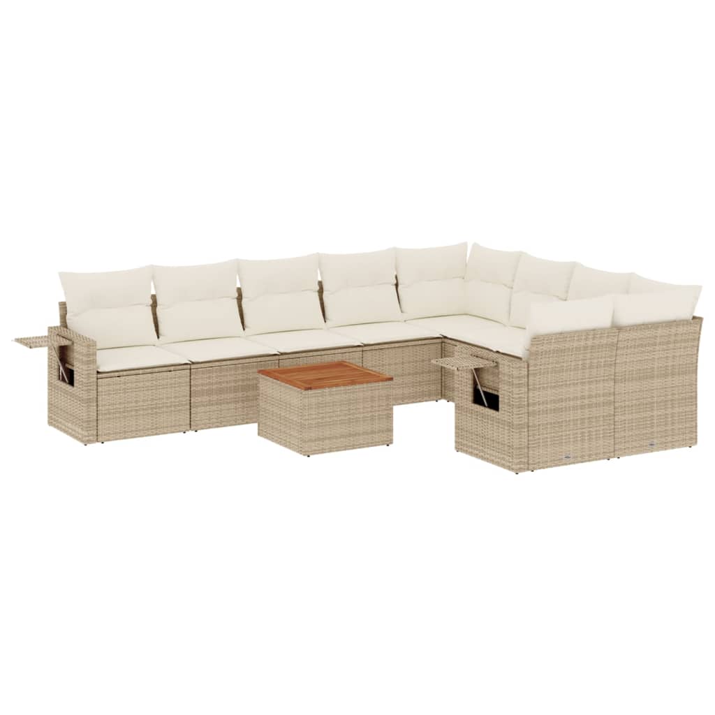 10-delige Loungeset met kussens poly rattan beige is nu te koop bij PeponiXL, paradijselijk wonen!