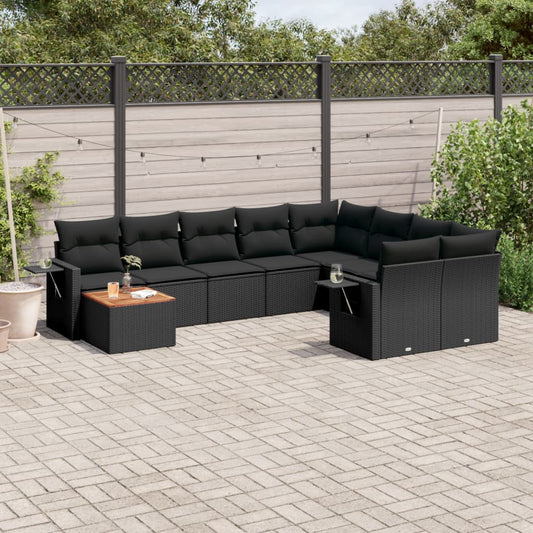 10-delige Loungeset met kussens poly rattan zwart is nu te koop bij PeponiXL, paradijselijk wonen!