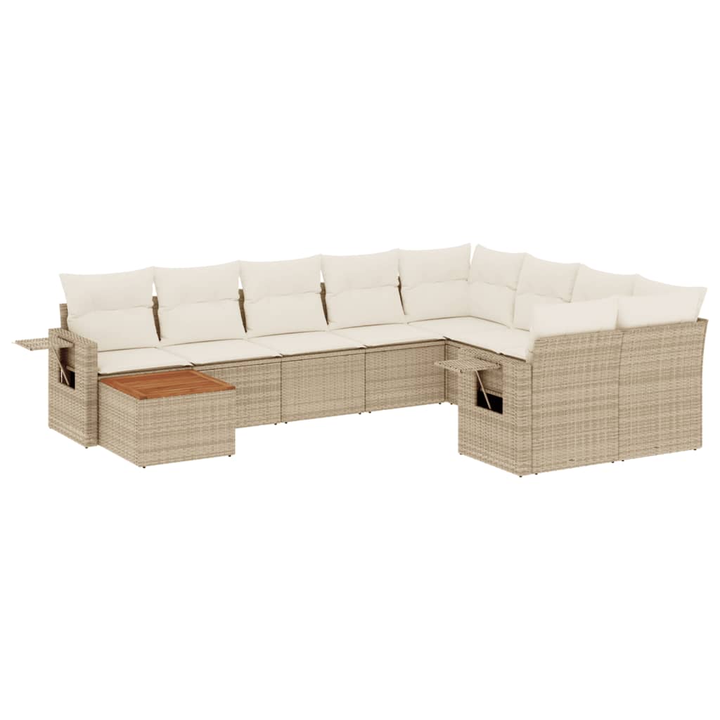 10-delige Loungeset met kussens poly rattan beige is nu te koop bij PeponiXL, paradijselijk wonen!