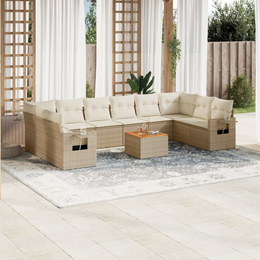 11-delige Tuinset met kussens poly rattan beige is nu te koop bij PeponiXL, paradijselijk wonen!