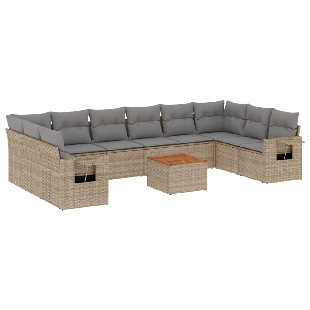 11-delige Tuinset met kussens poly rattan beige is nu te koop bij PeponiXL, paradijselijk wonen!