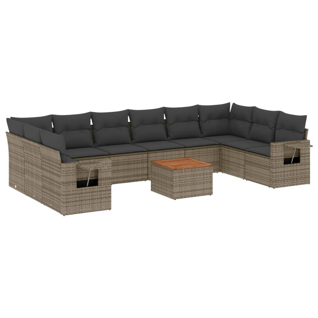 11-delige Loungeset met kussens poly rattan grijs is nu te koop bij PeponiXL, paradijselijk wonen!