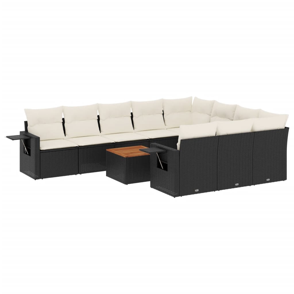 11-delige Loungeset met kussens poly rattan zwart is nu te koop bij PeponiXL, paradijselijk wonen!