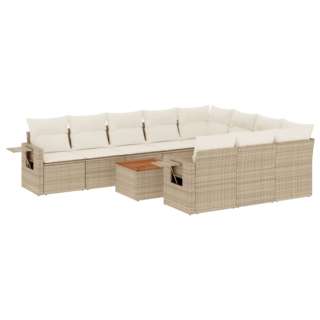 11-delige Tuinset met kussens poly rattan beige is nu te koop bij PeponiXL, paradijselijk wonen!