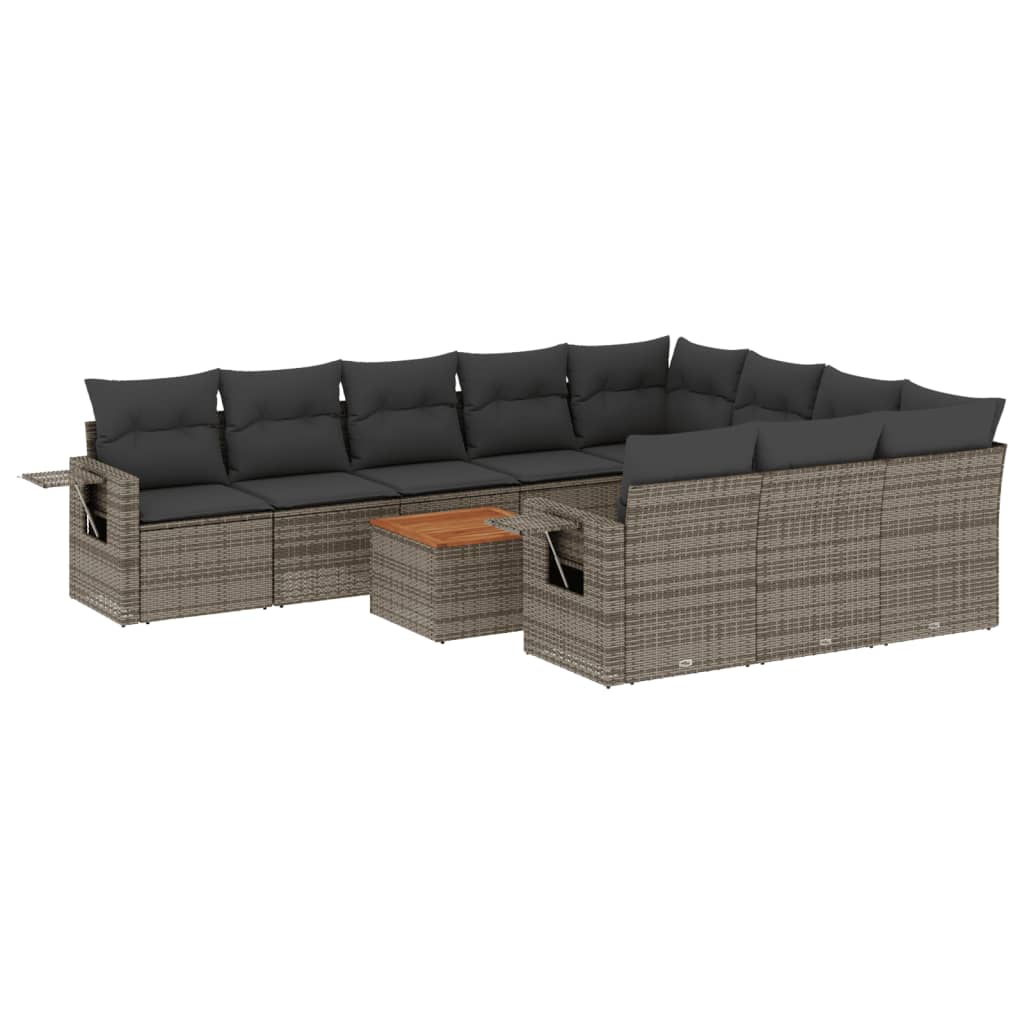 11-delige Loungeset met kussens poly rattan grijs is nu te koop bij PeponiXL, paradijselijk wonen!