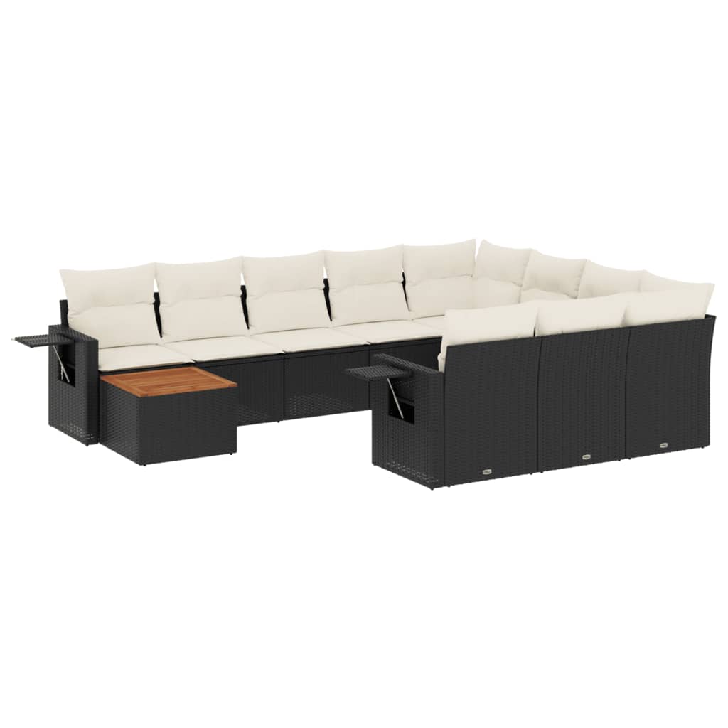 11-delige Loungeset met kussens poly rattan zwart is nu te koop bij PeponiXL, paradijselijk wonen!