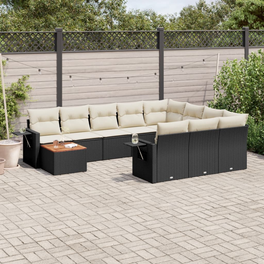 11-delige Loungeset met kussens poly rattan zwart is nu te koop bij PeponiXL, paradijselijk wonen!