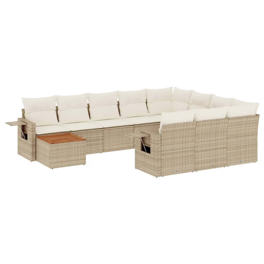 11-delige Tuinset met kussens poly rattan beige is nu te koop bij PeponiXL, paradijselijk wonen!