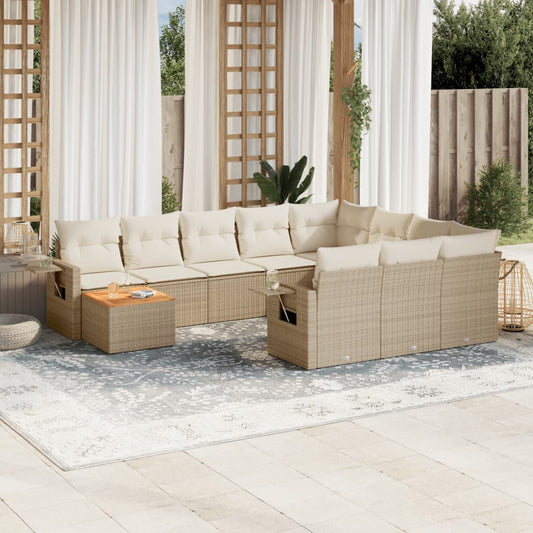 11-delige Tuinset met kussens poly rattan beige is nu te koop bij PeponiXL, paradijselijk wonen!