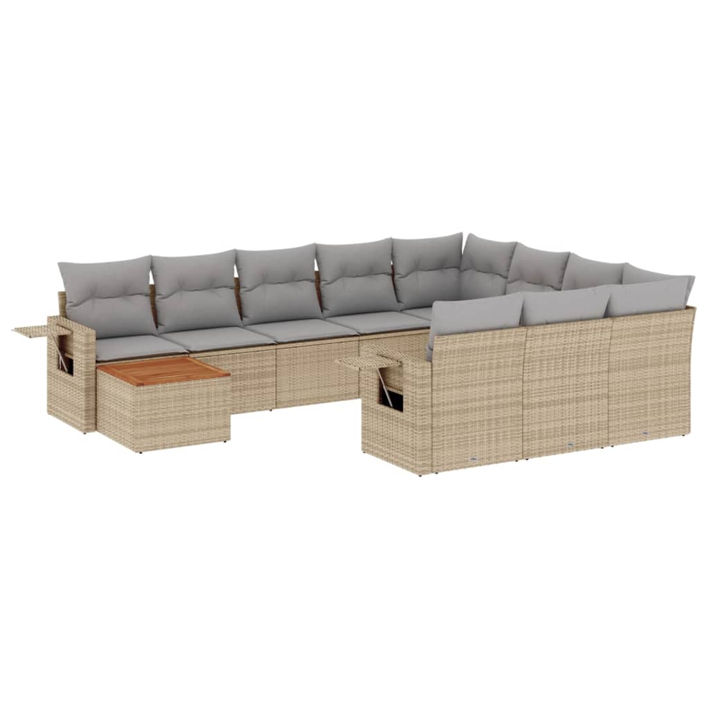 11-delige Tuinset met kussens poly rattan beige is nu te koop bij PeponiXL, paradijselijk wonen!