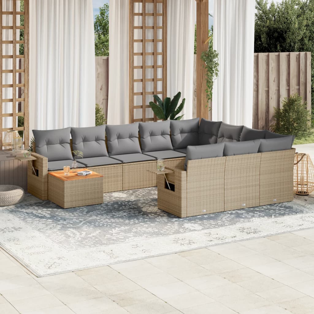 11-delige Tuinset met kussens poly rattan beige is nu te koop bij PeponiXL, paradijselijk wonen!