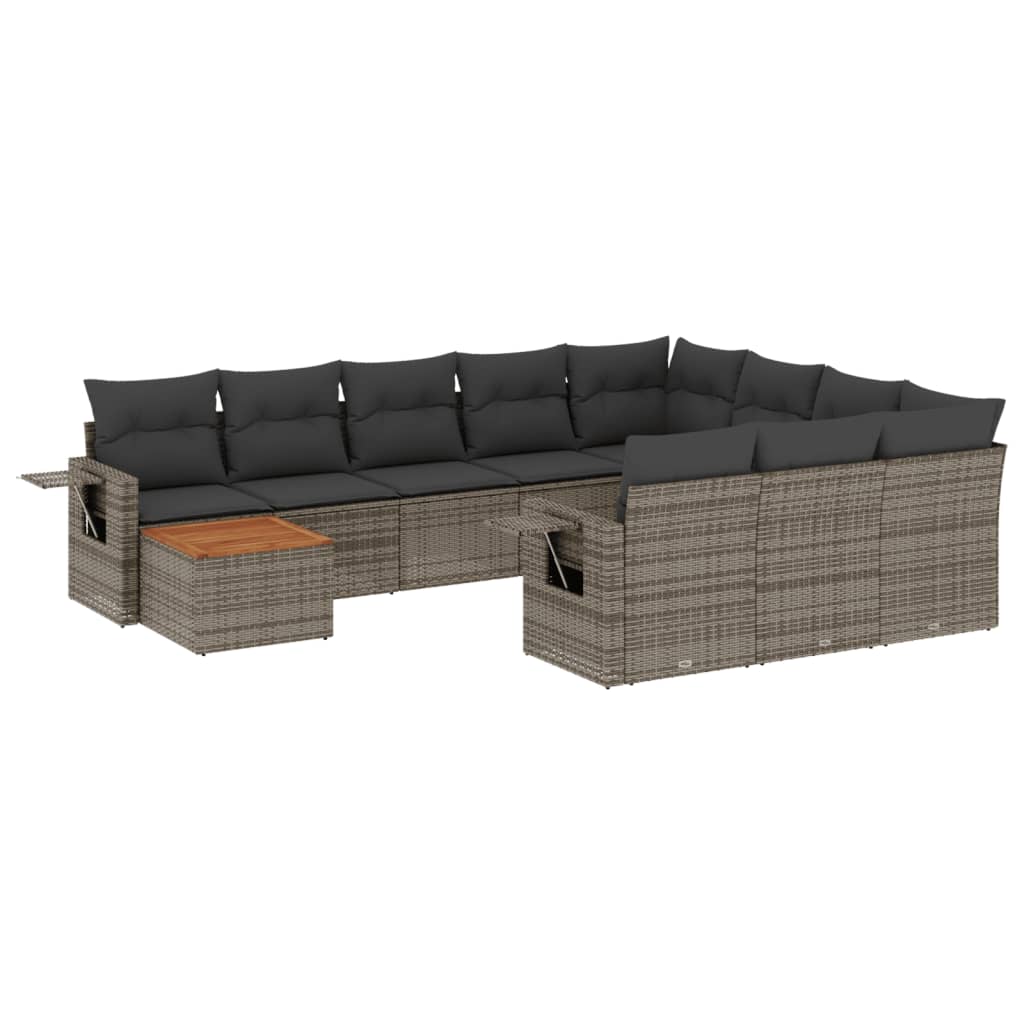 11-delige Loungeset met kussens poly rattan grijs is nu te koop bij PeponiXL, paradijselijk wonen!