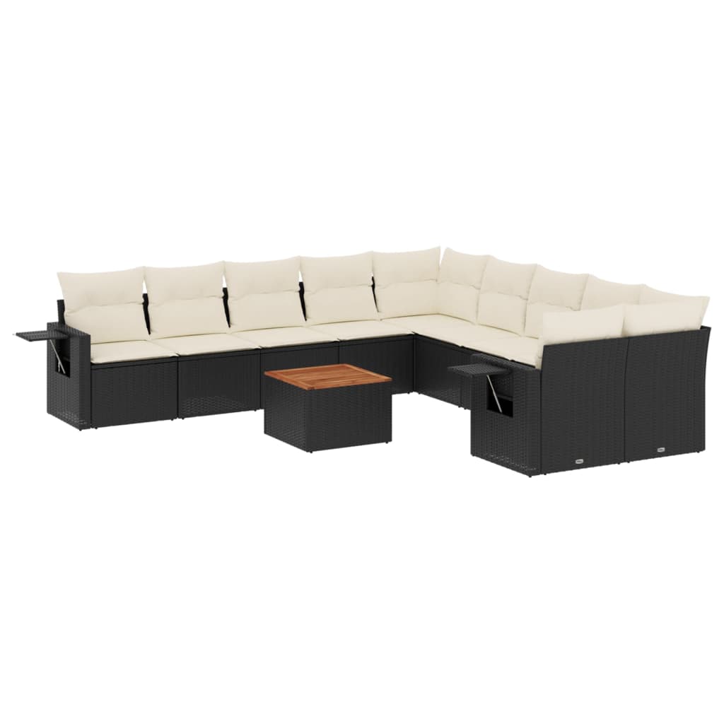 11-delige Loungeset met kussens poly rattan zwart is nu te koop bij PeponiXL, paradijselijk wonen!