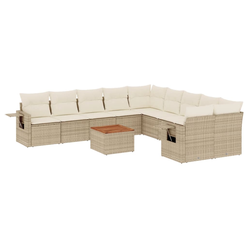 11-delige Tuinset met kussens poly rattan beige is nu te koop bij PeponiXL, paradijselijk wonen!