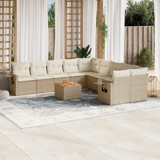 11-delige Tuinset met kussens poly rattan beige is nu te koop bij PeponiXL, paradijselijk wonen!