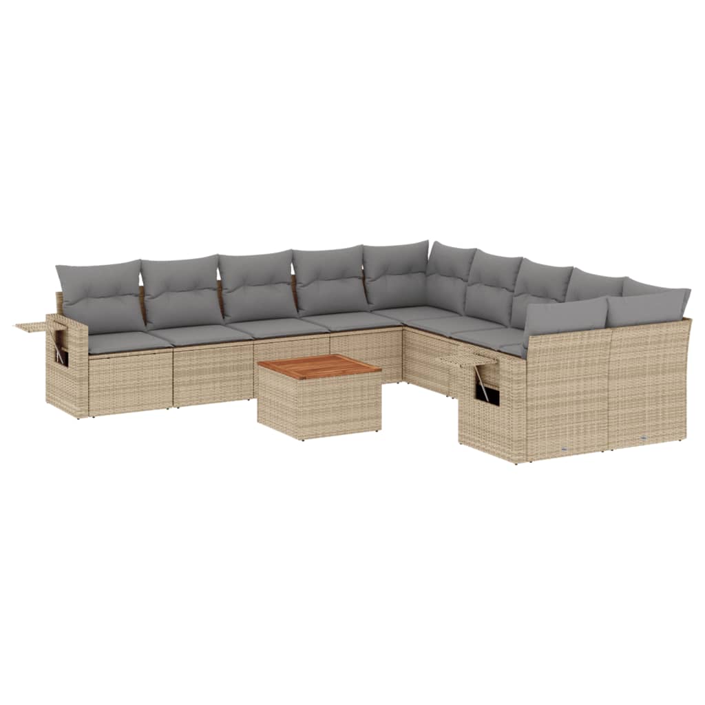 11-delige Tuinset met kussens poly rattan beige is nu te koop bij PeponiXL, paradijselijk wonen!
