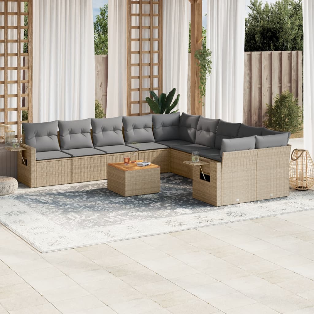 11-delige Tuinset met kussens poly rattan beige is nu te koop bij PeponiXL, paradijselijk wonen!