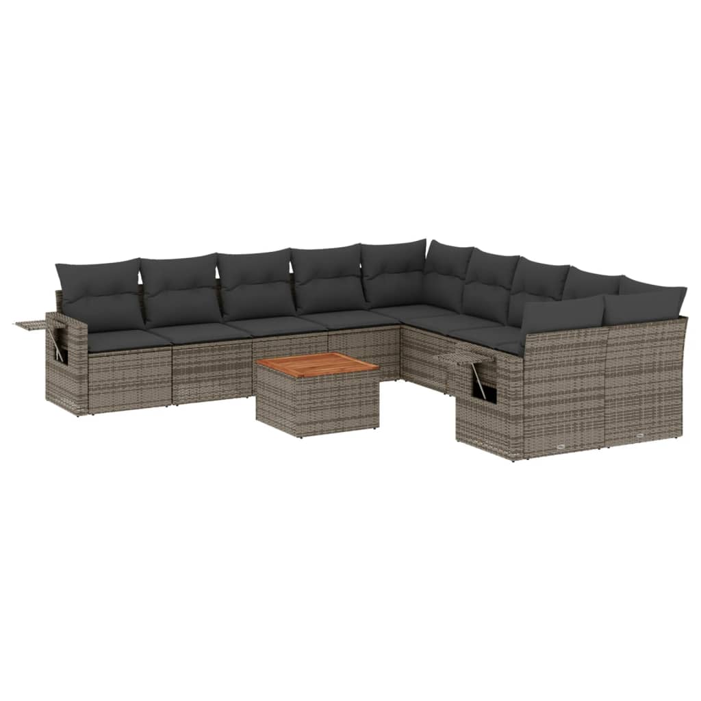 11-delige Loungeset met kussens poly rattan grijs is nu te koop bij PeponiXL, paradijselijk wonen!