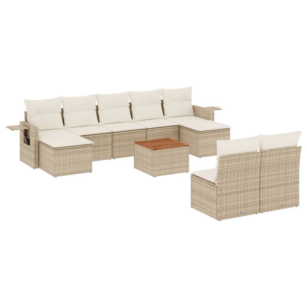 10-delige Loungeset met kussens poly rattan beige is nu te koop bij PeponiXL, paradijselijk wonen!