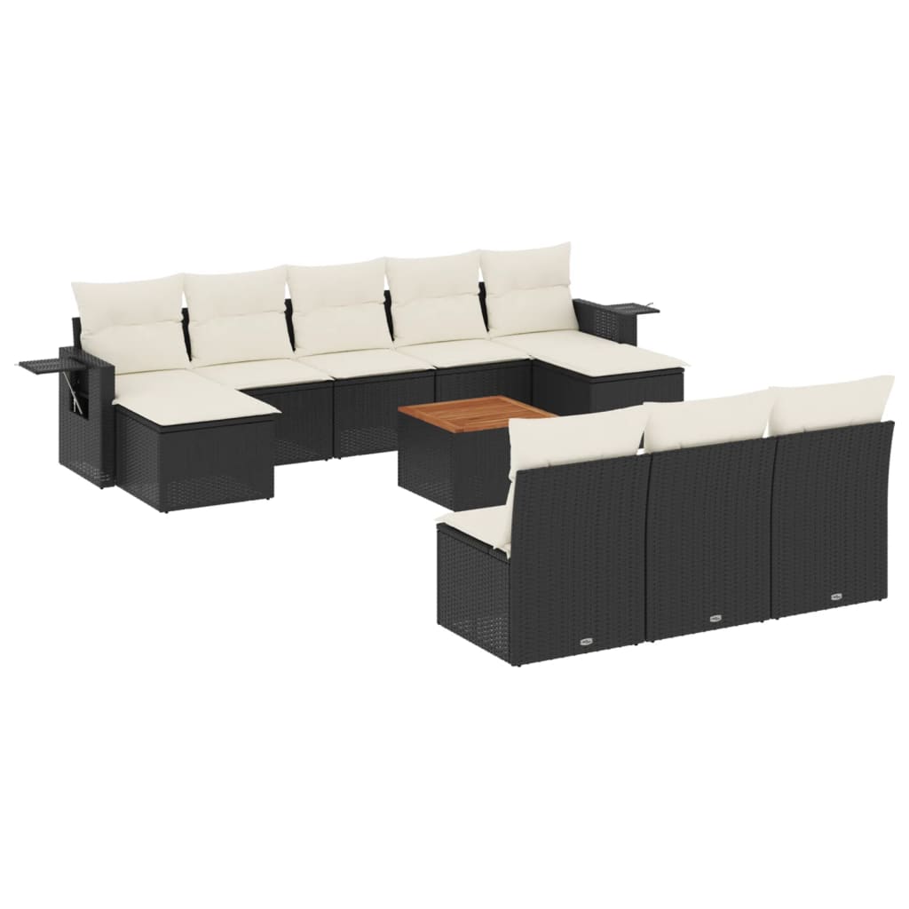 11-delige Loungeset met kussens poly rattan zwart is nu te koop bij PeponiXL, paradijselijk wonen!