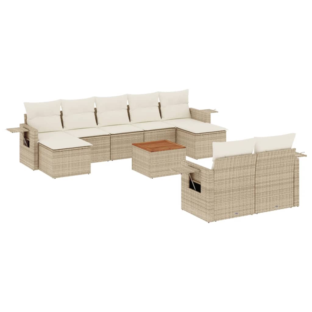 10-delige Loungeset met kussens poly rattan beige is nu te koop bij PeponiXL, paradijselijk wonen!