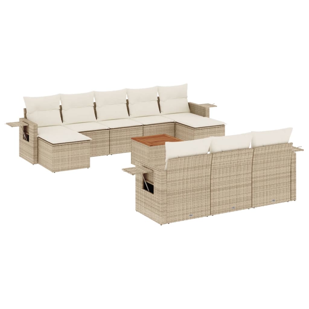 11-delige Tuinset met kussens poly rattan beige is nu te koop bij PeponiXL, paradijselijk wonen!