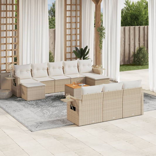 11-delige Tuinset met kussens poly rattan beige is nu te koop bij PeponiXL, paradijselijk wonen!