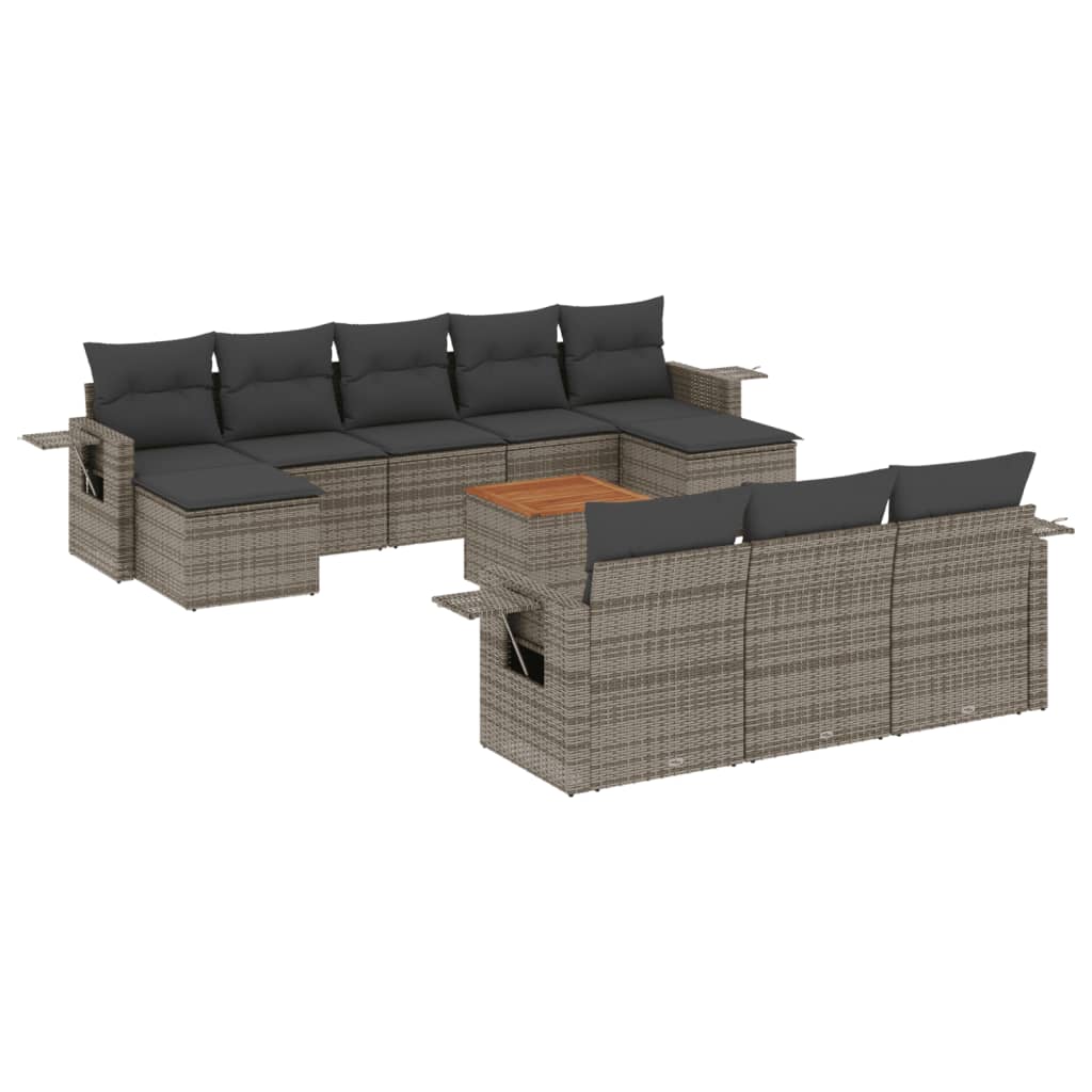 11-delige Loungeset met kussens poly rattan grijs is nu te koop bij PeponiXL, paradijselijk wonen!