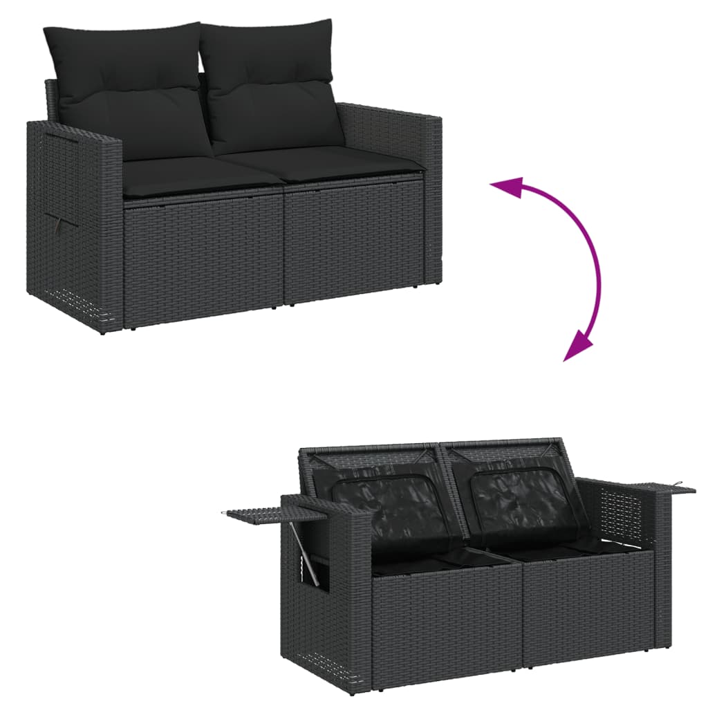 12-delige Loungeset met kussens poly rattan zwart is nu te koop bij PeponiXL, paradijselijk wonen!