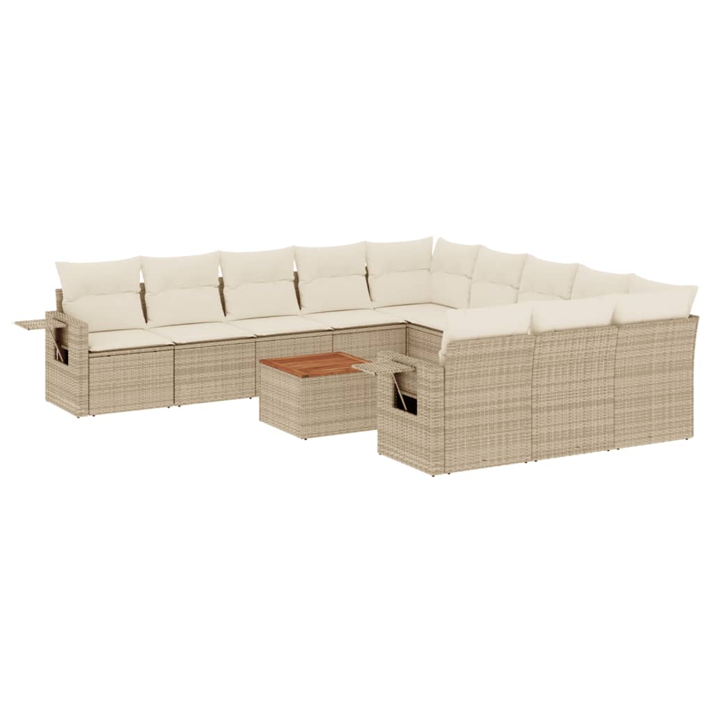 12-delige Loungeset met kussens poly rattan beige is nu te koop bij PeponiXL, paradijselijk wonen!