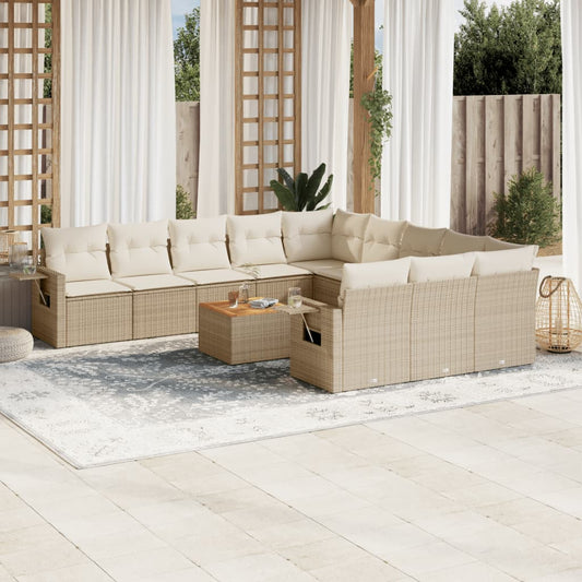 12-delige Loungeset met kussens poly rattan beige is nu te koop bij PeponiXL, paradijselijk wonen!