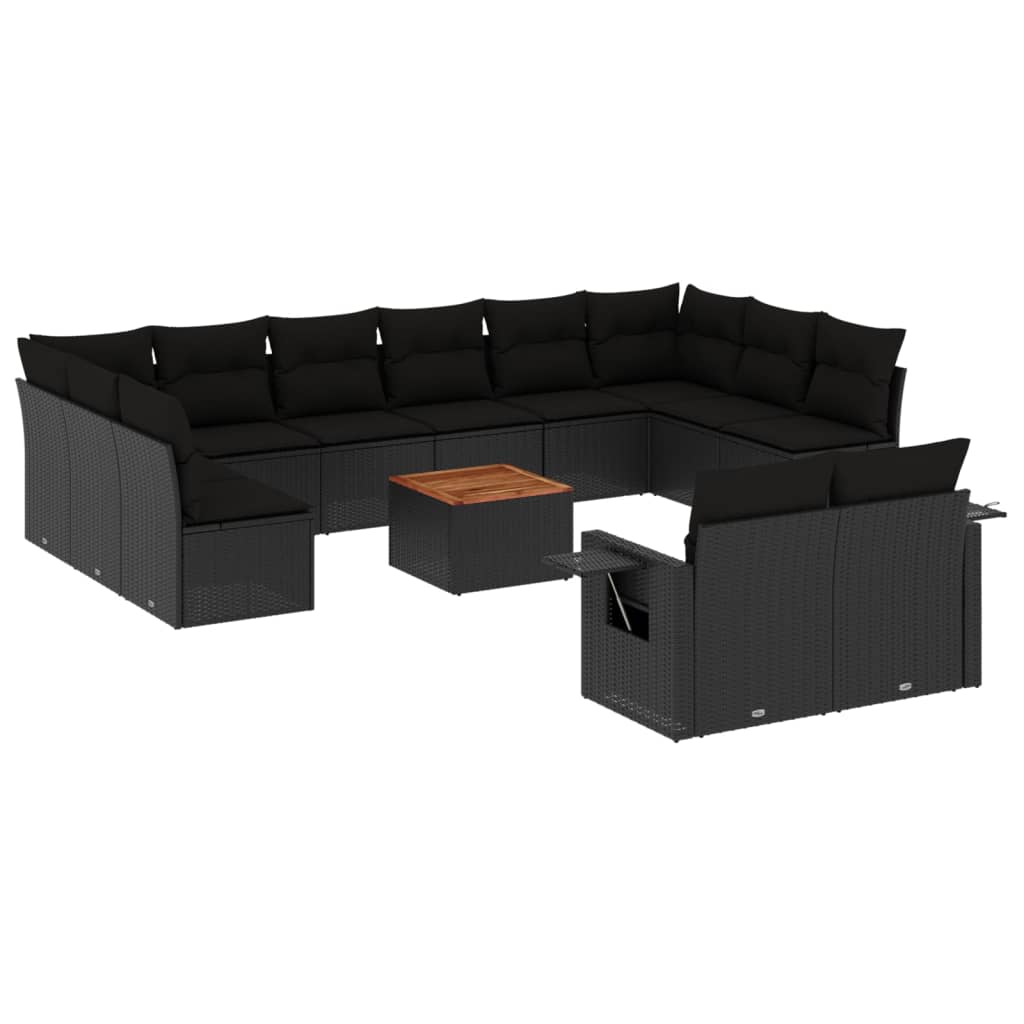 13-delige Loungeset met kussens poly rattan zwart is nu te koop bij PeponiXL, paradijselijk wonen!