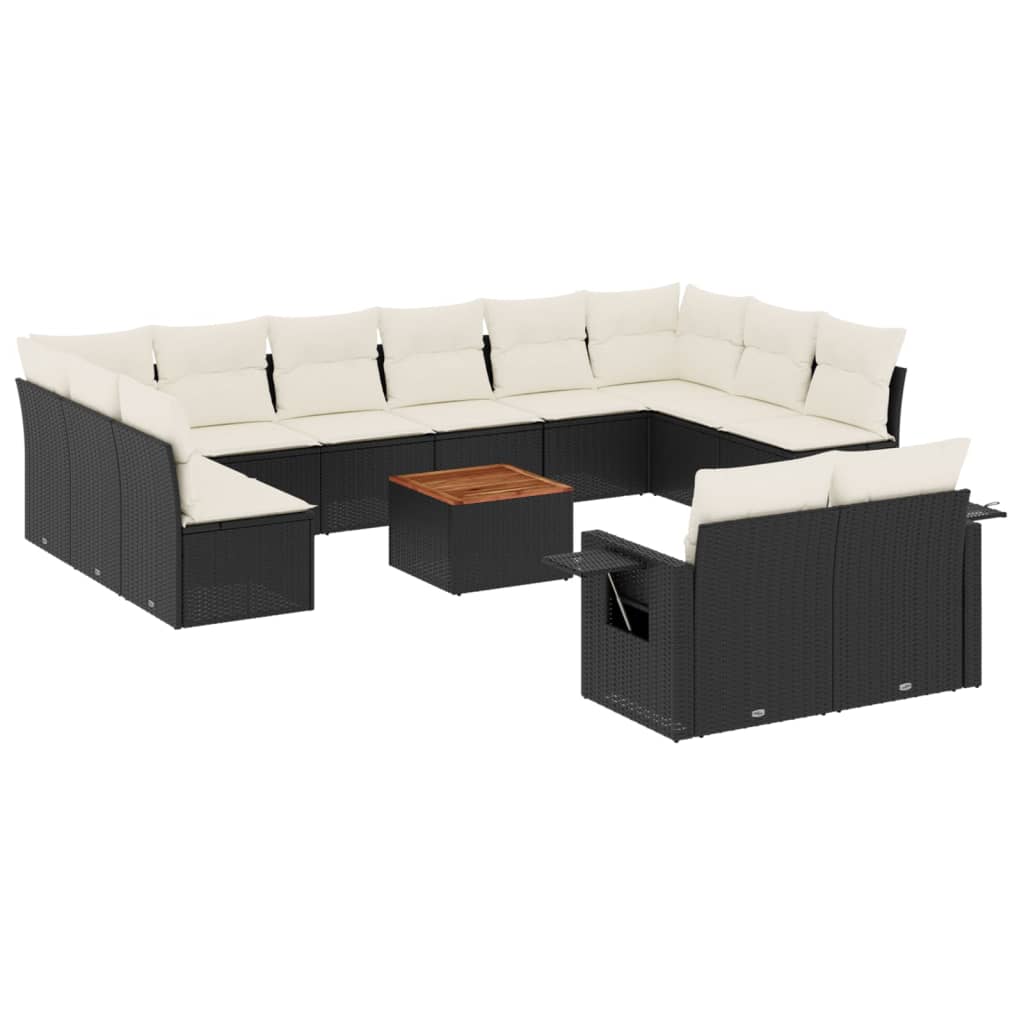 13-delige Loungeset met kussens poly rattan zwart is nu te koop bij PeponiXL, paradijselijk wonen!