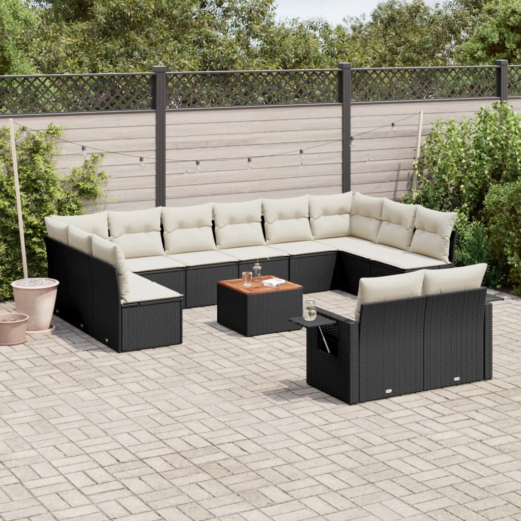 13-delige Loungeset met kussens poly rattan zwart is nu te koop bij PeponiXL, paradijselijk wonen!