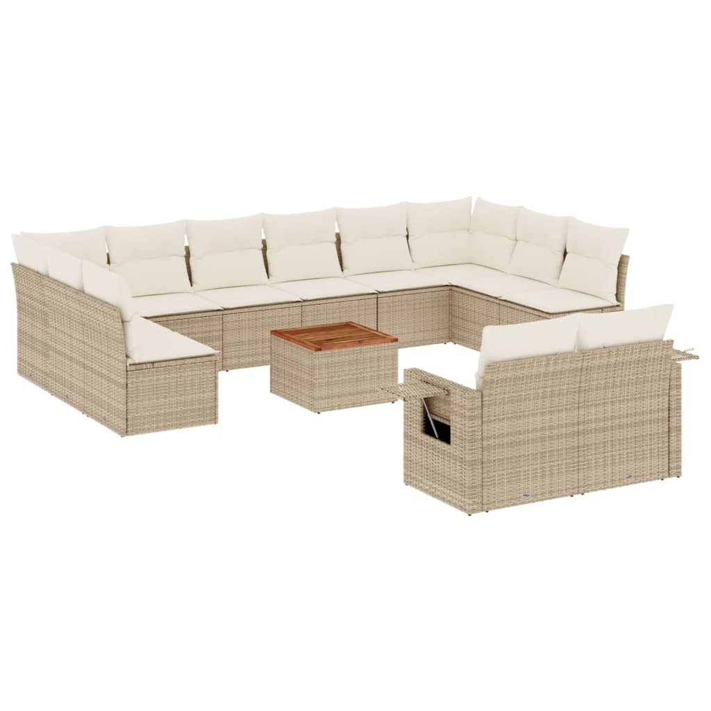 13-delige Loungeset met kussens poly rattan beige is nu te koop bij PeponiXL, paradijselijk wonen!