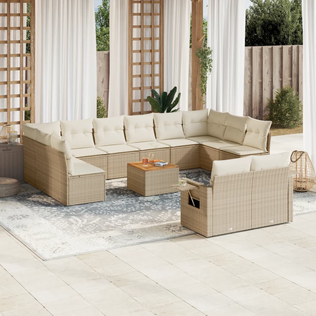 13-delige Loungeset met kussens poly rattan beige is nu te koop bij PeponiXL, paradijselijk wonen!