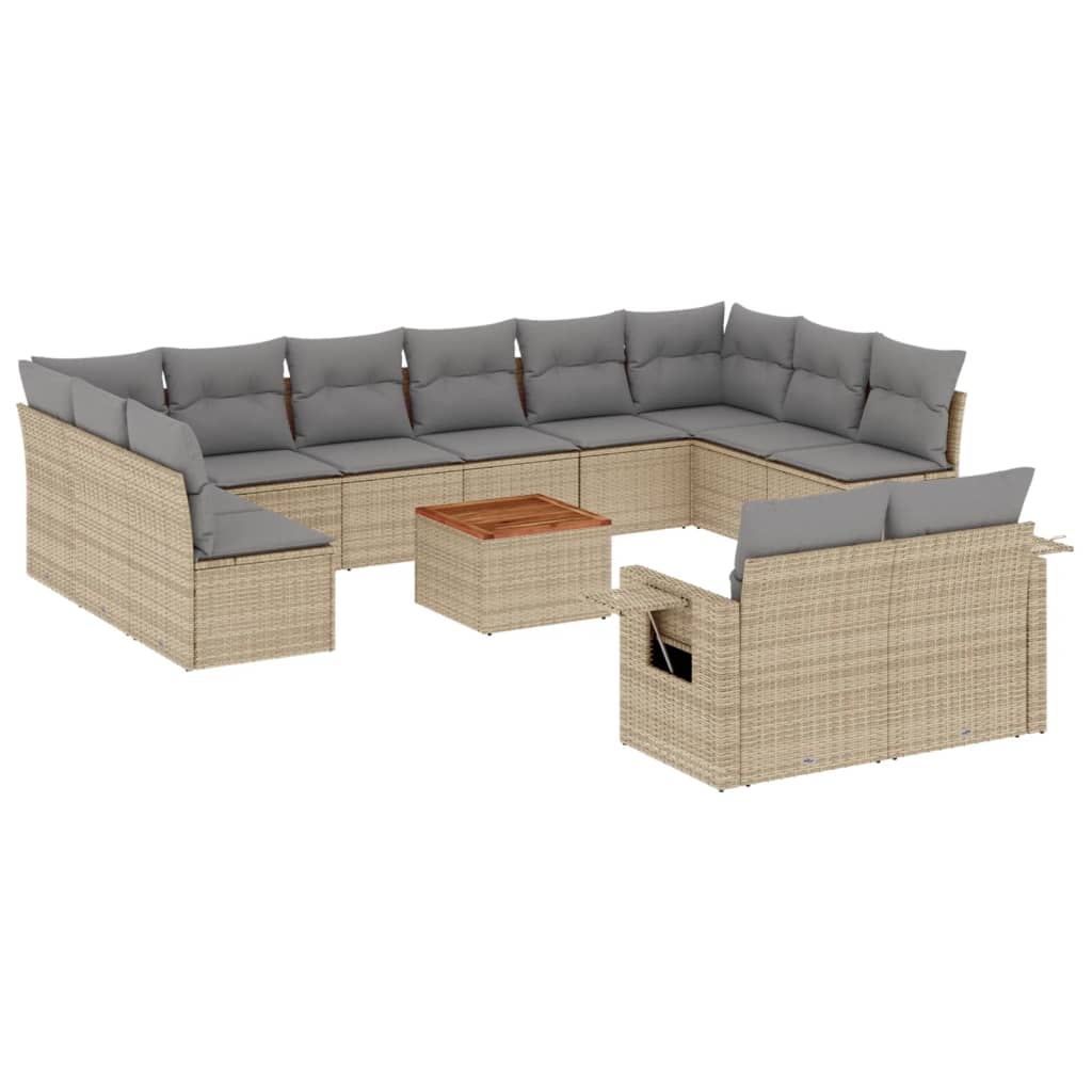 13-delige Loungeset met kussens poly rattan beige is nu te koop bij PeponiXL, paradijselijk wonen!