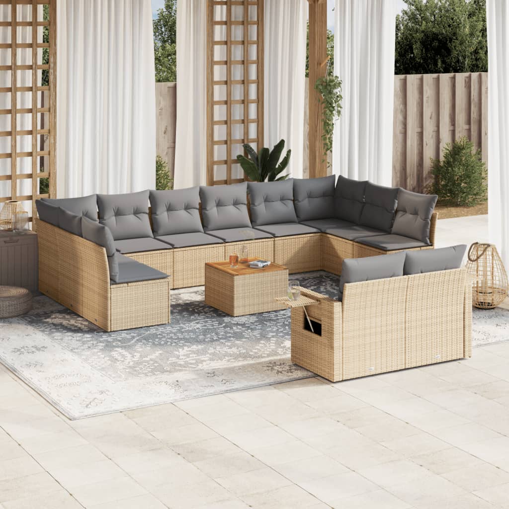 13-delige Loungeset met kussens poly rattan beige is nu te koop bij PeponiXL, paradijselijk wonen!