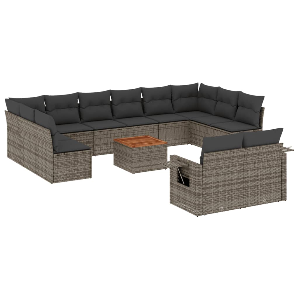 13-delige Loungeset met kussens poly rattan grijs is nu te koop bij PeponiXL, paradijselijk wonen!