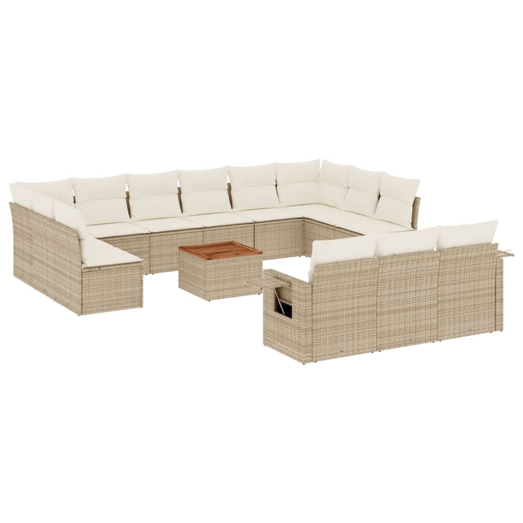 14-delige Loungeset met kussens poly rattan beige is nu te koop bij PeponiXL, paradijselijk wonen!