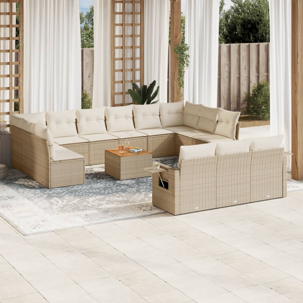 14-delige Loungeset met kussens poly rattan beige is nu te koop bij PeponiXL, paradijselijk wonen!