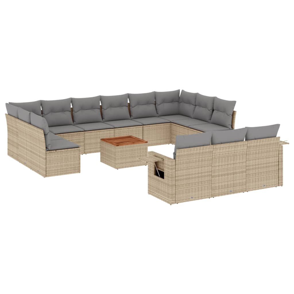 14-delige Loungeset met kussens poly rattan beige is nu te koop bij PeponiXL, paradijselijk wonen!