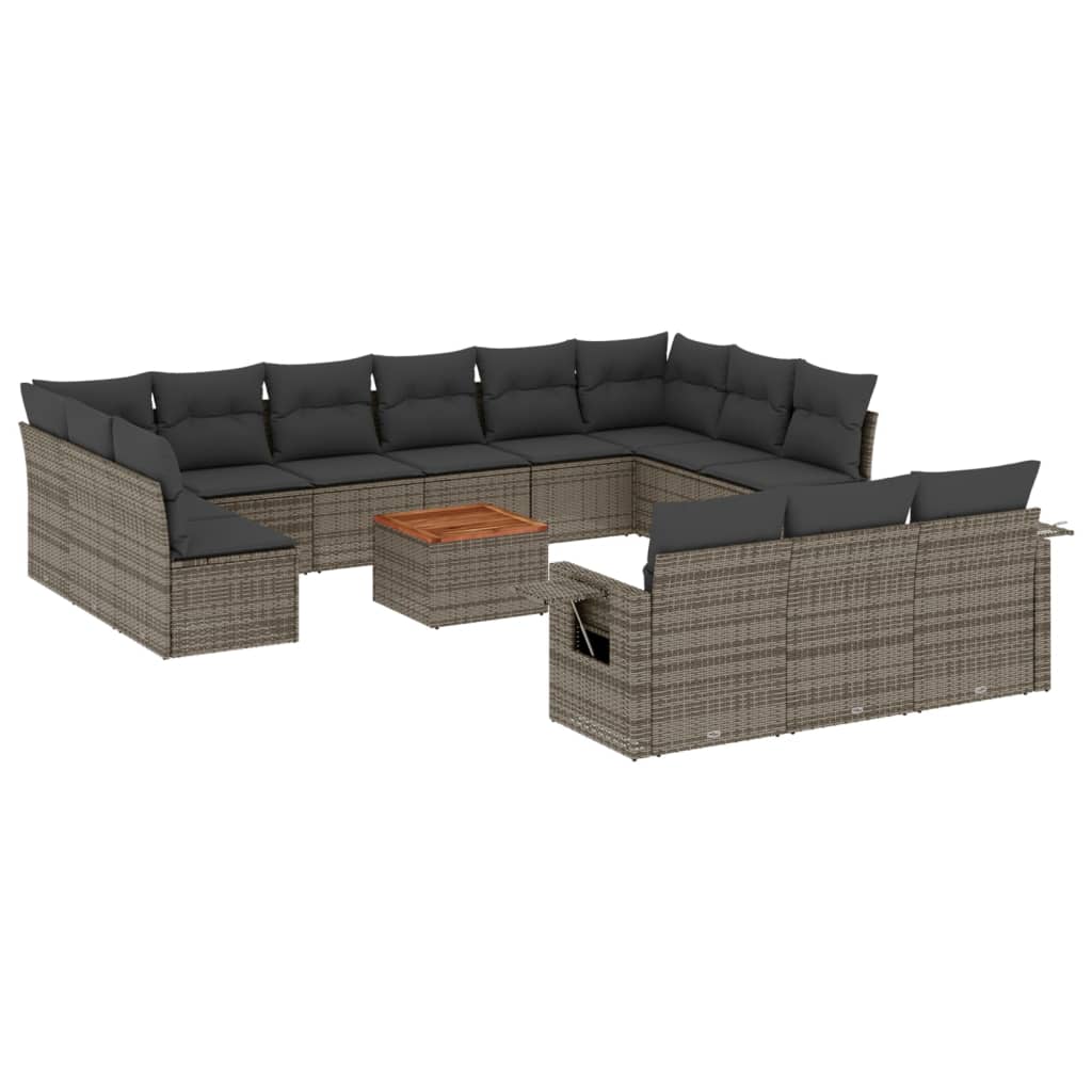 14-delige Loungeset met kussens poly rattan grijs is nu te koop bij PeponiXL, paradijselijk wonen!