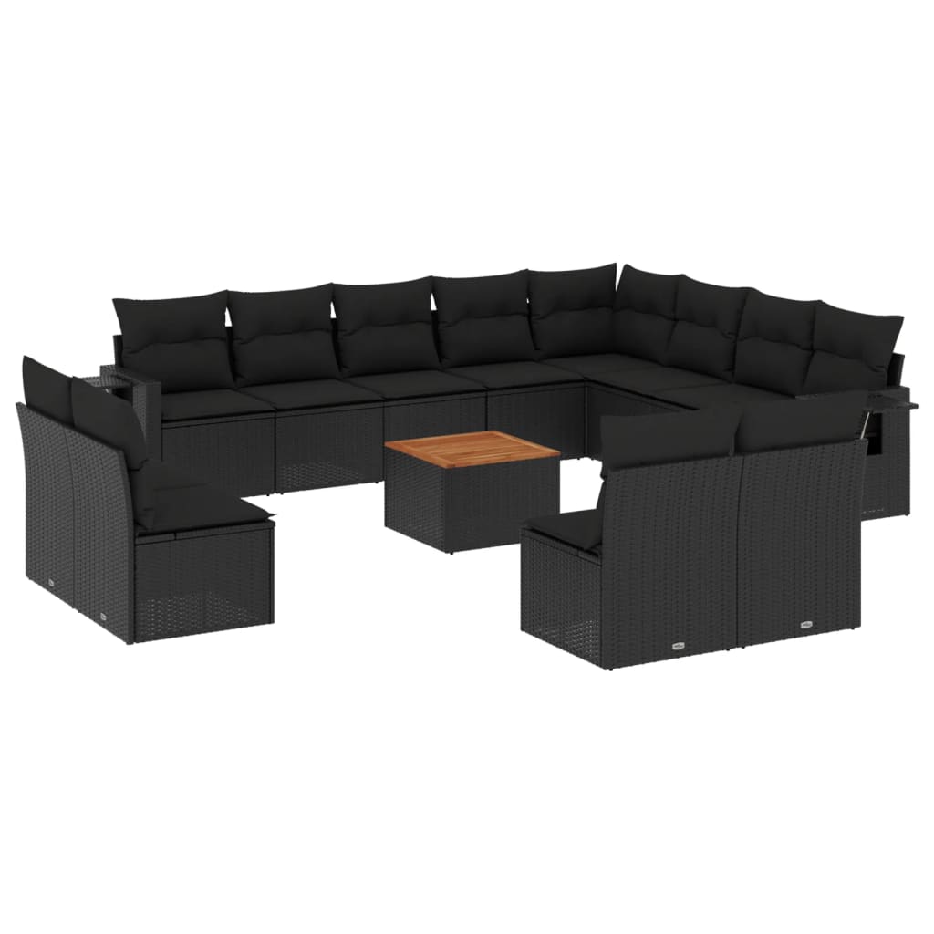 13-delige Loungeset met kussens poly rattan zwart is nu te koop bij PeponiXL, paradijselijk wonen!