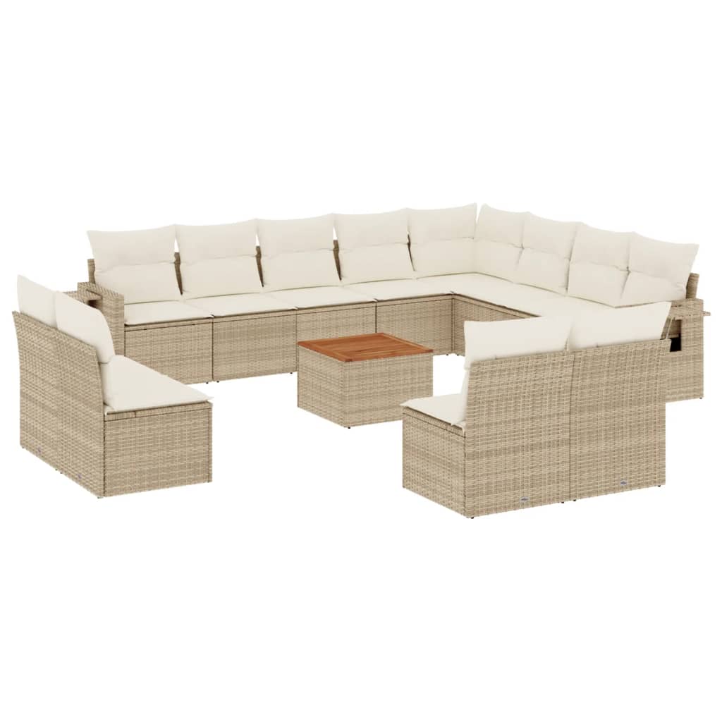 13-delige Loungeset met kussens poly rattan beige is nu te koop bij PeponiXL, paradijselijk wonen!