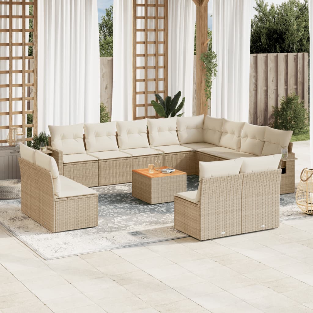 13-delige Loungeset met kussens poly rattan beige is nu te koop bij PeponiXL, paradijselijk wonen!