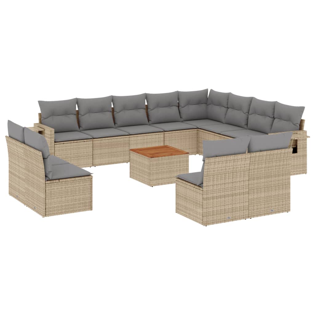 13-delige Loungeset met kussens poly rattan beige is nu te koop bij PeponiXL, paradijselijk wonen!