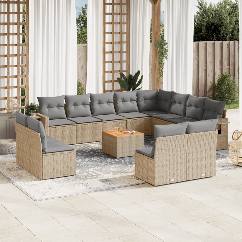13-delige Loungeset met kussens poly rattan beige is nu te koop bij PeponiXL, paradijselijk wonen!