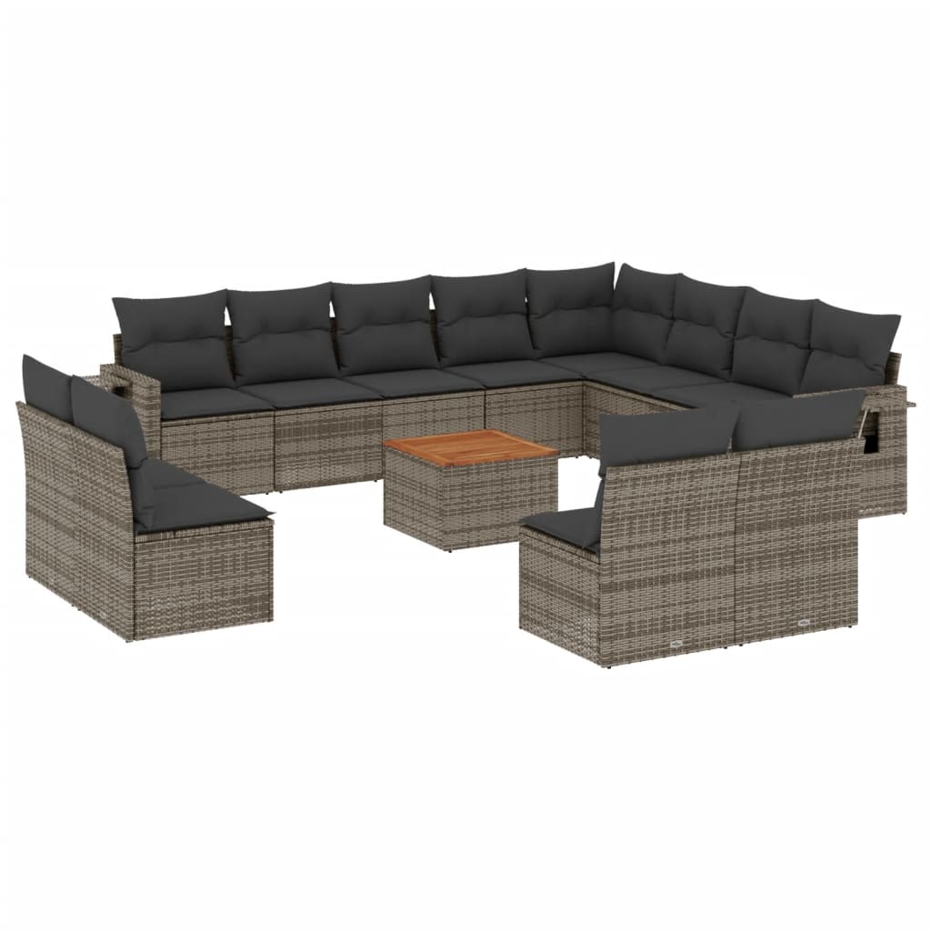 13-delige Loungeset met kussens poly rattan grijs is nu te koop bij PeponiXL, paradijselijk wonen!